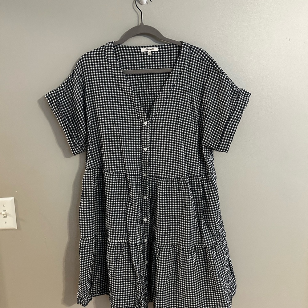 Madewell Black and White Gingham Mini Dress